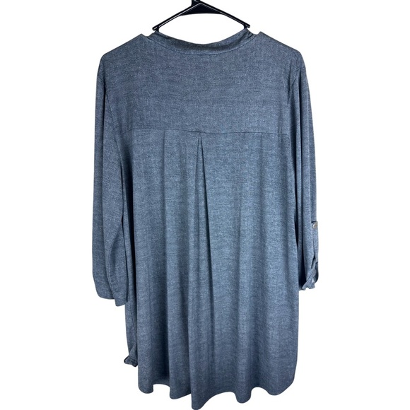 Mermaid Cove 2XL Tunic Gray Blue With Buttoned Slouchy Sleeves EUC - Picture 2 of 4